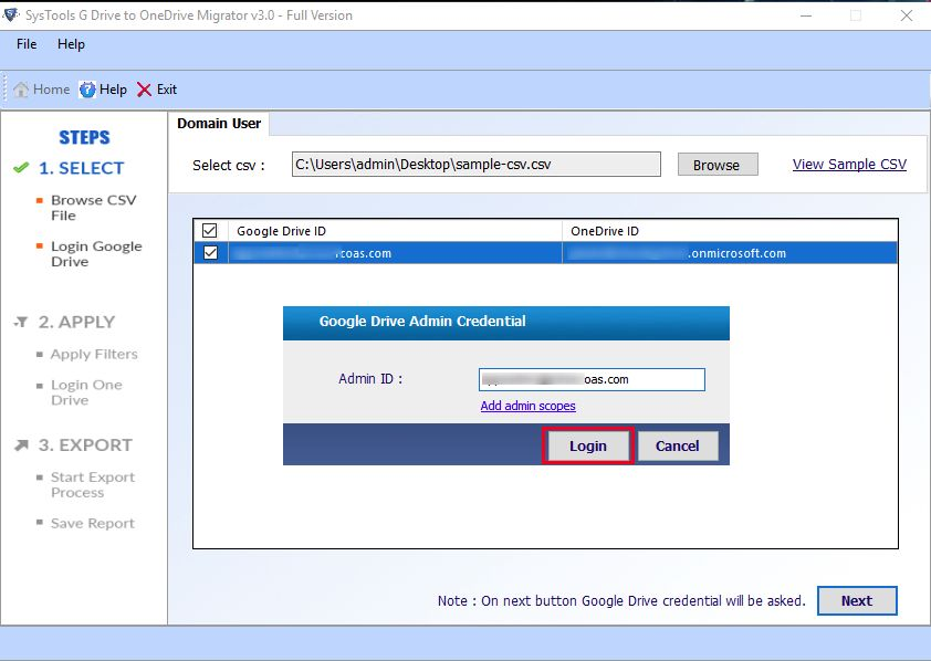 Google Drive Admin id