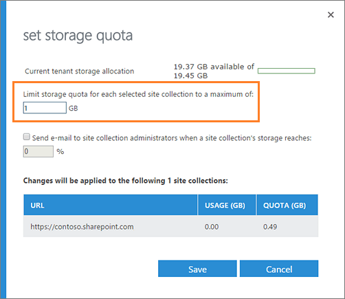 Set Storage Limit