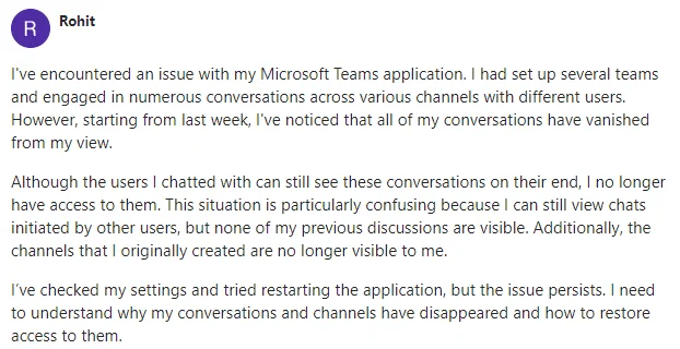 Microsoft Teams Chat Not Showing