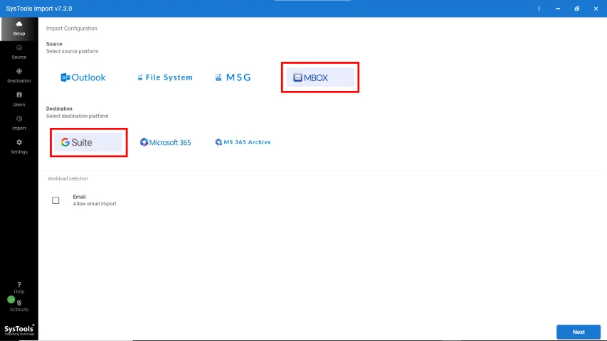 mbox-to-g-suite-2-platform-selection