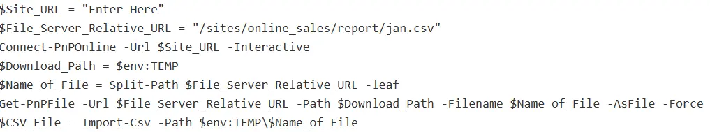download the CSV file from SharePoint