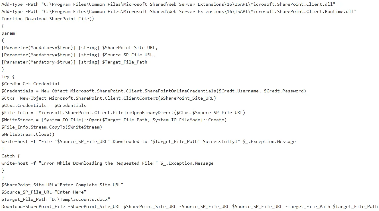 Download Files from SharePoint